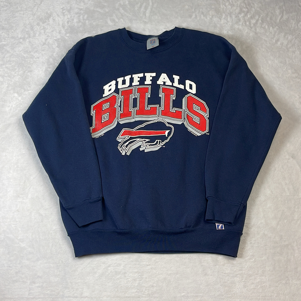 Buffalo Bills NFL Men's Crewneck Sweatshirt Navy Blue Size Large Logo 7 90s VTG